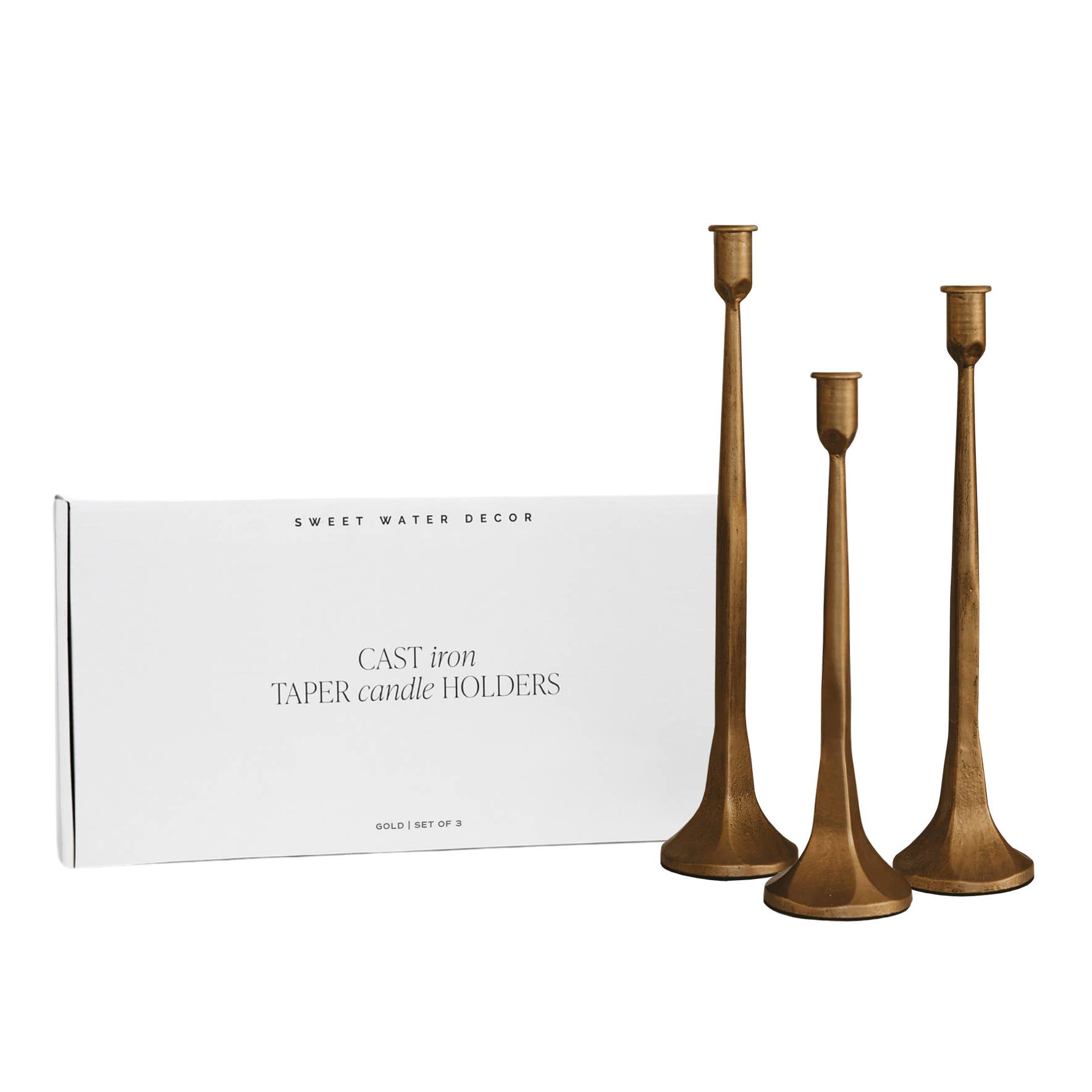 Sweet Water Decor - Wholesale Candle Holder - *NEW* Gold Cast Iron Taper Candle Holders, Set of 33