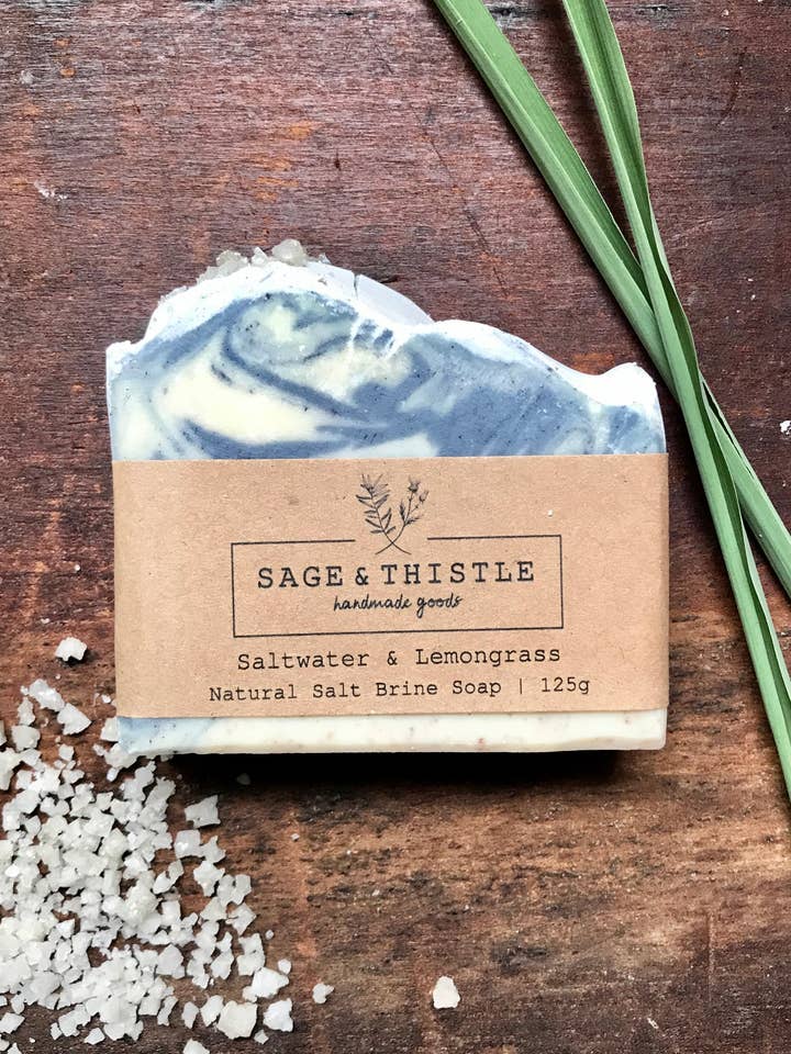 Saltwater & Lemongrass Soap for wholesale by Sage & Thistle Handmade Goods