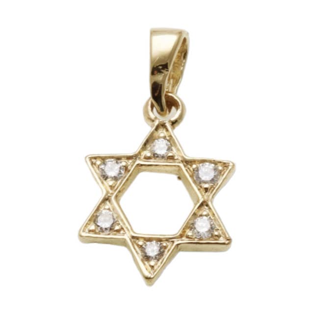 14k Yellow Gold Diamond Jewish Star of David Pendant for wholesale by Bareket Fine Jewelry