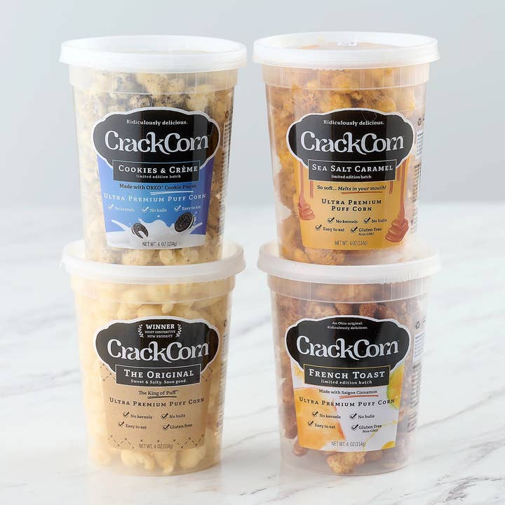 Crack Corn - Venta al por mayor Palomitas de maíz - Crack Corn - Paquete de muestras (4 x 4 oz)