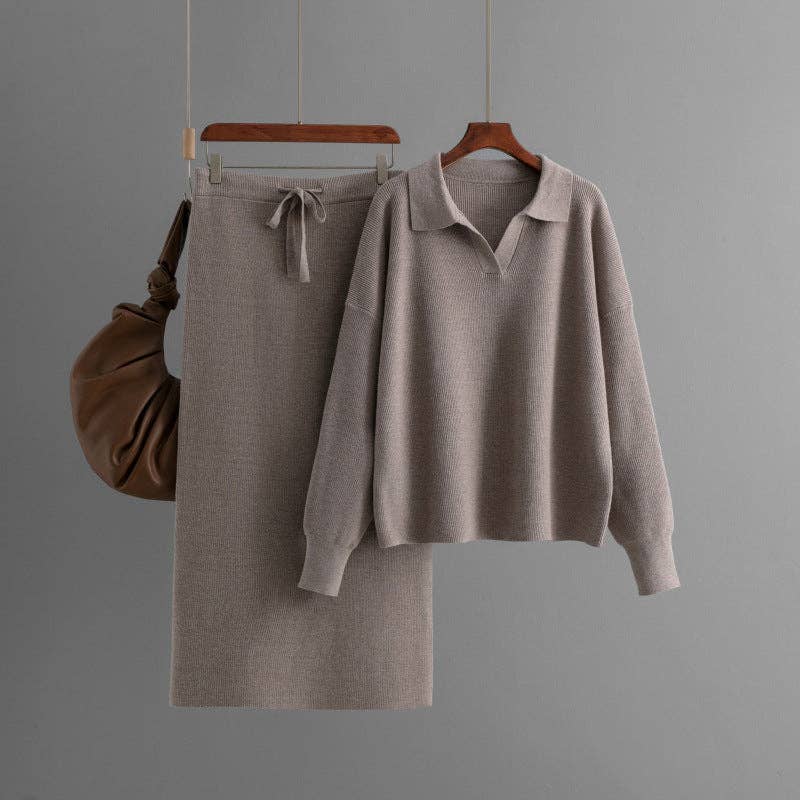 Marayn – Engroshandel Top- og nederdelsæt - Dame – Oversized strikket sæt med nederdel - Chic og cozy efterårsmode 20256