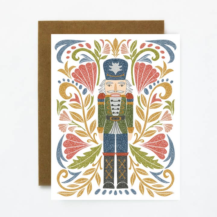 Nutcracker-Holiday Blank Greeting Card for wholesale by Quiet Lines Design