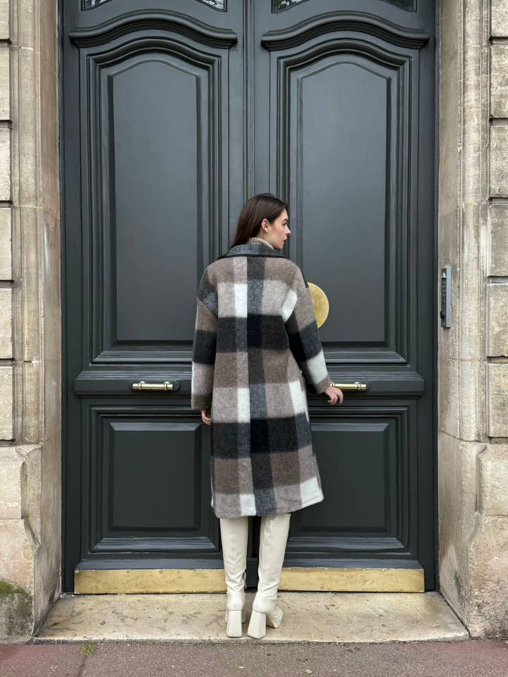 NOELINE - Wholesale Coat - Women's - Plaid wool coat 60705-56