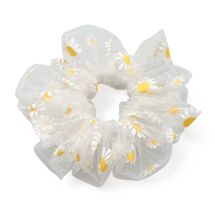 White Daisy Tulle Scrunchie | 2 Sizes for wholesale by Melissa Velia
