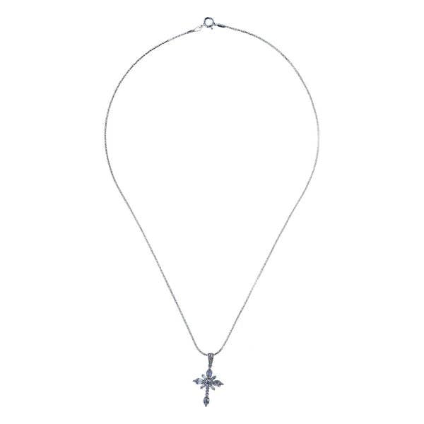 Ivy Silver Stimulated Diamond Cross Necklace for wholesale by Marlafiji
