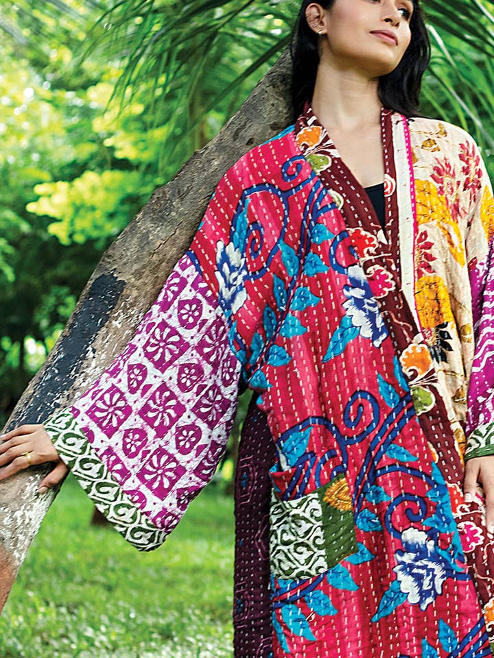 Sevya Handmade - Wholesale Robe - Women's - Kantha Kimono Robe9
