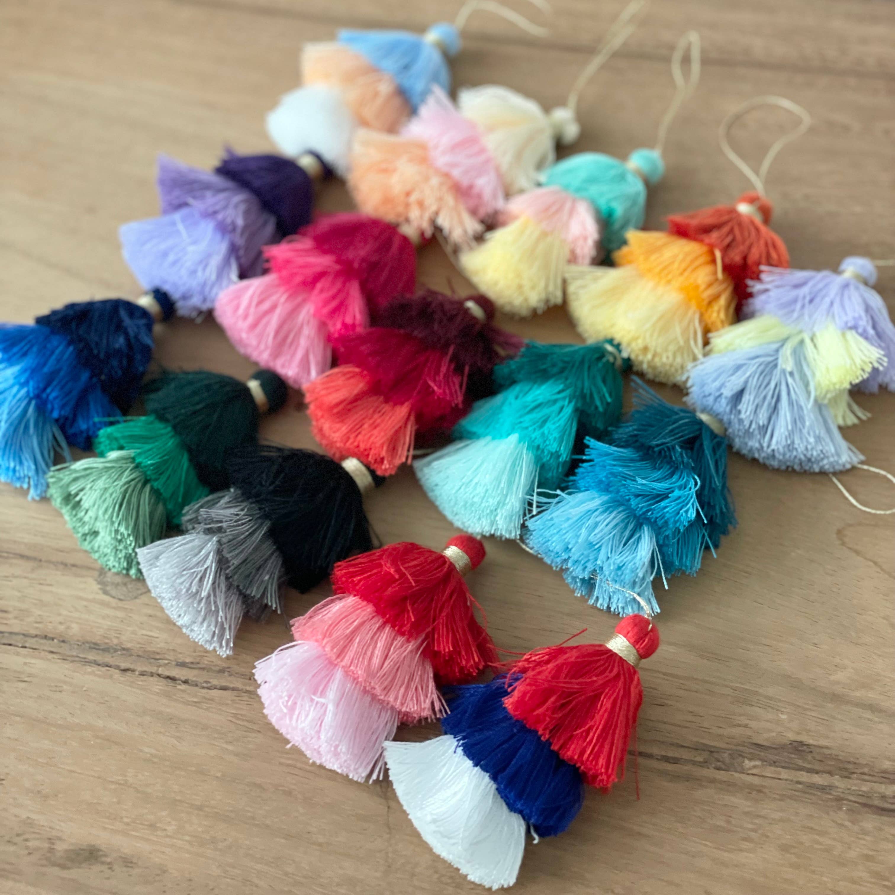 Palmy Pineapple - Wholesale Keychain - Women's - 3 Tiered Ombre Cotton Tassel with Gold Loop17