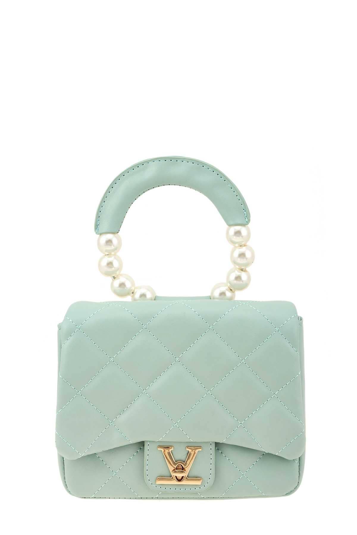 Pink Irene Wholesale - Wholesale Top Handle Bag - Women's - Diamond Quilted Bag with V Accent and Pearl Handle3