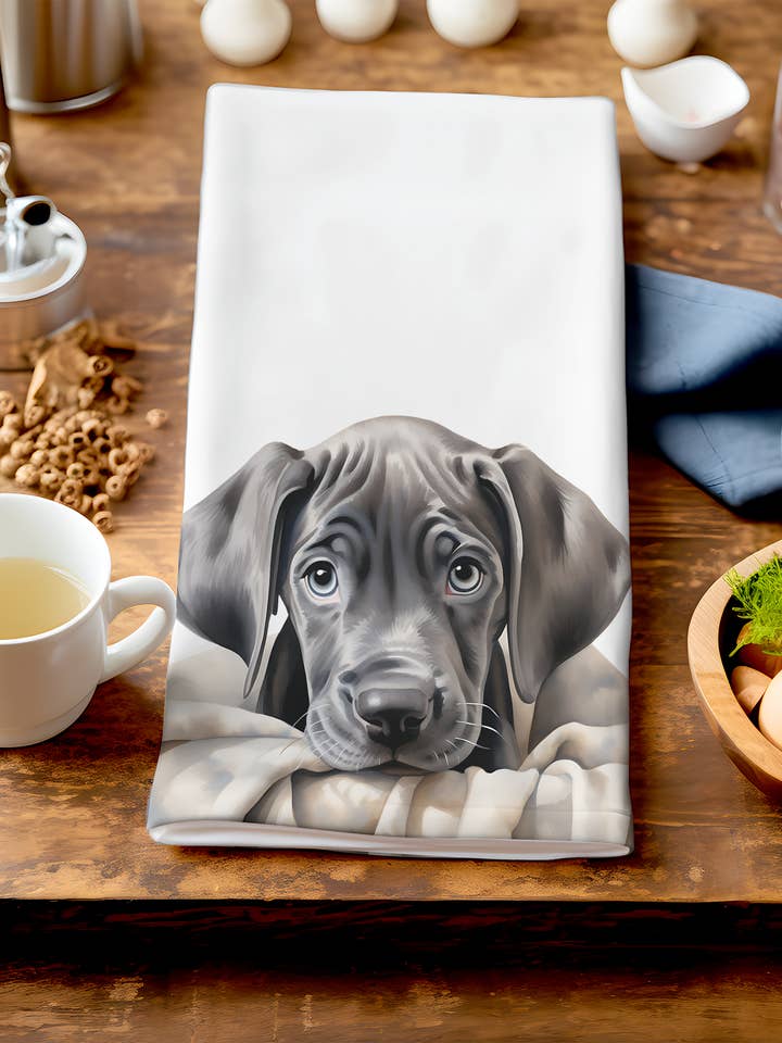 Bob — Süßer Welpe in Decke — einzigartiges Hundegeschirrtuch für den Großhandel von Homemade Hollydays Wholesale