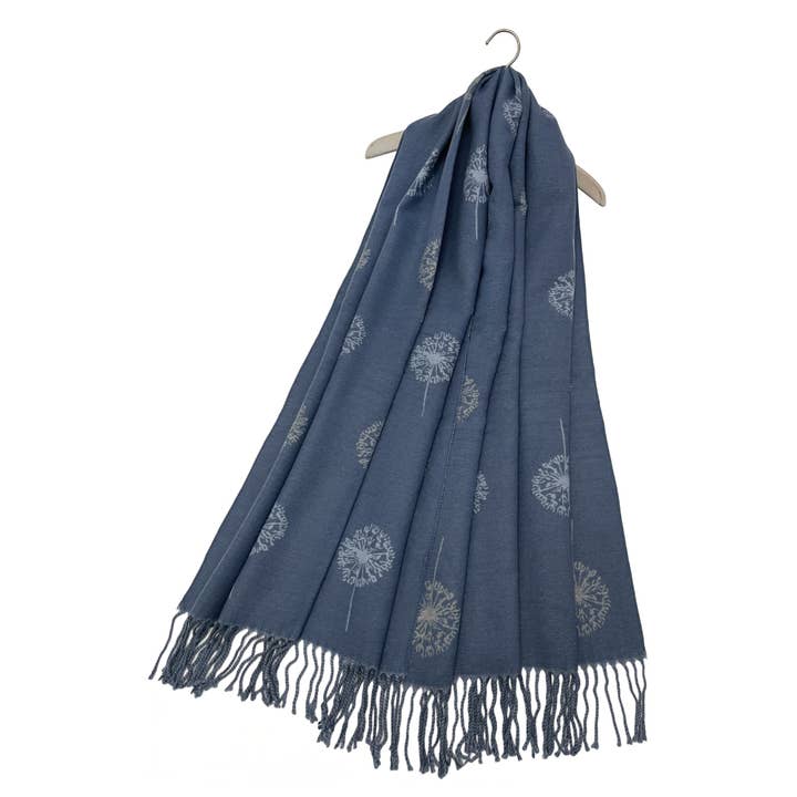 Fashion Scarf World – wholesale Scarf – Women's – Dandelion Print With Reversible Stripe Tassel Scarf10