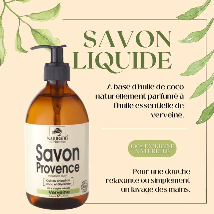NATURADO EN PROVENCE - Wholesale Hand Soap/Wash - Ecocert Organic Provence Verbena Liquid Soap 500 ml1