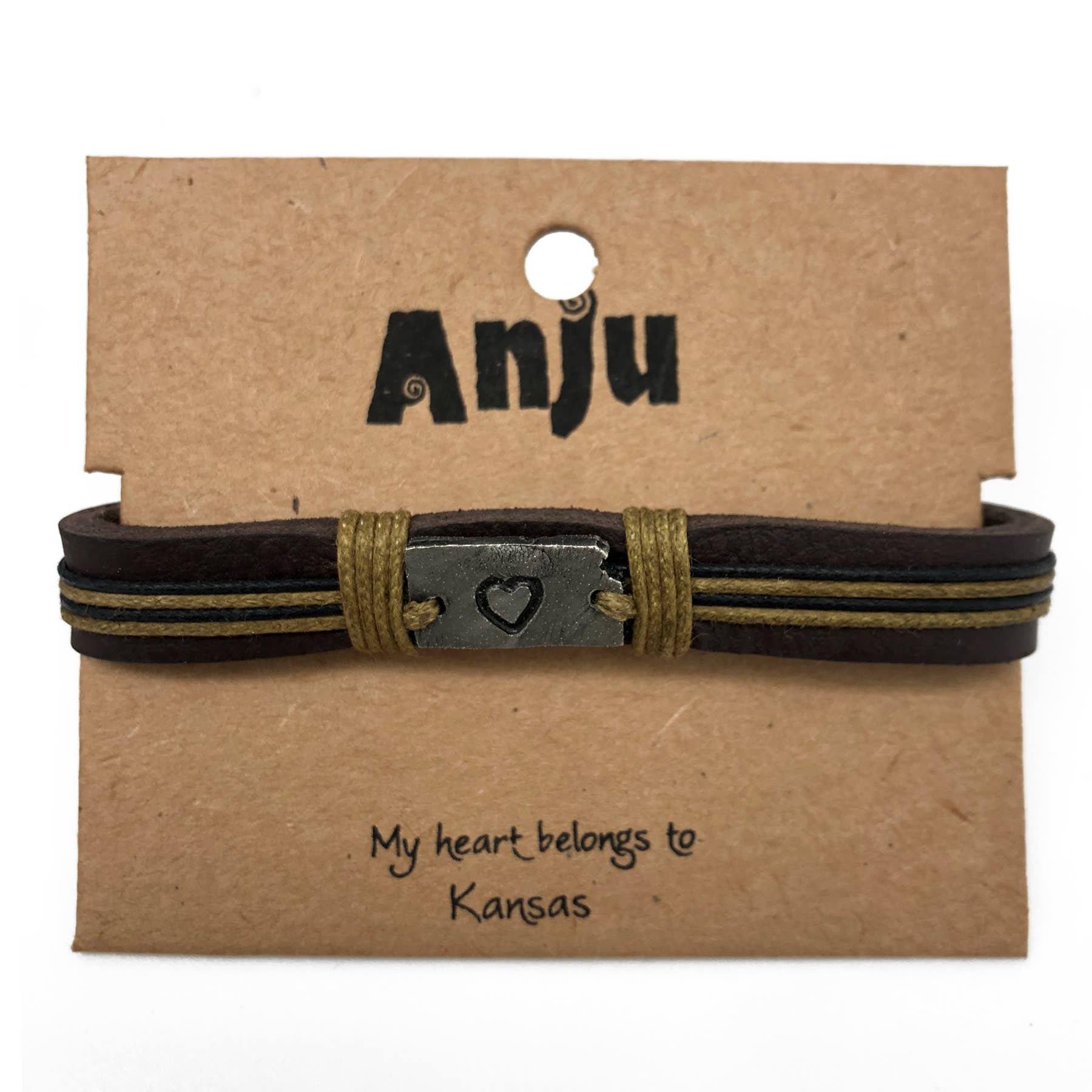 Anju Jewelry – Großhandel Armband mit Charms/Anhängern – Home State Schmuck - Zinn Lederarmband11