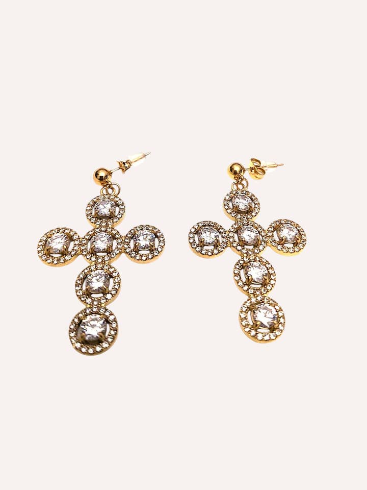 Korsøreringe med krystaller – Øreringe Cross Shine for engroshandel hos GioLì Jewels
