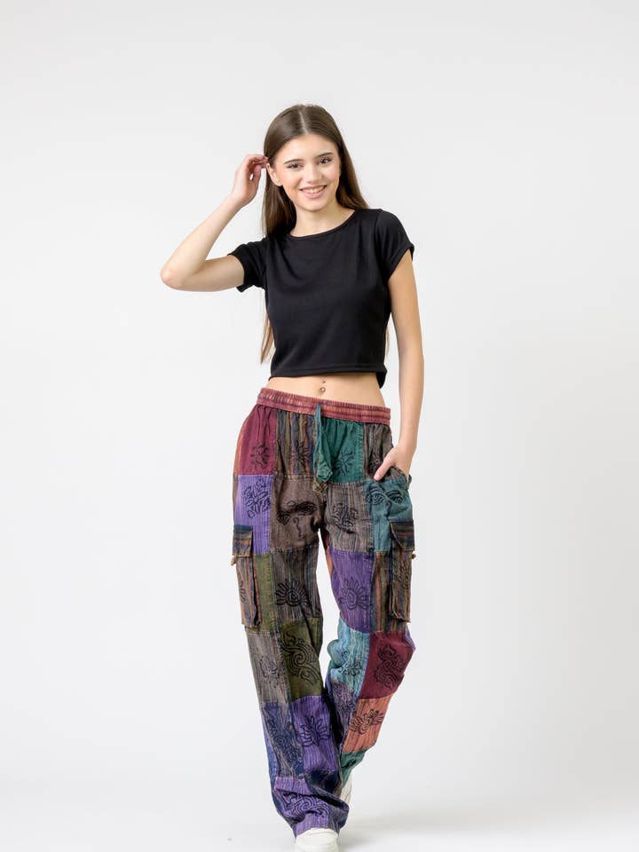 Rhea Mixed Tie-Waist Straight Pants for wholesale by Rhea