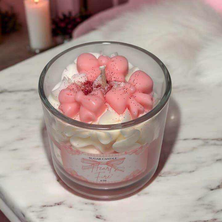 Sugar Candle - Wholesale Jar/Filled Candle - Hearts Fire Pink Candle: Soy Wax, Gift & Retail Ready9
