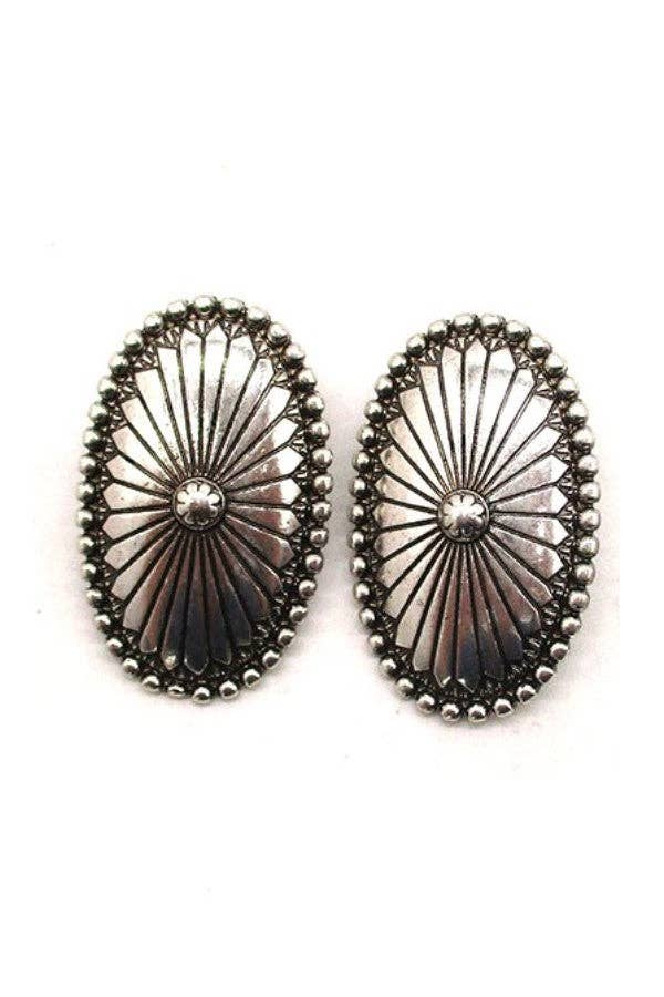 Snowing West - Wholesale Dangle Earrings - WESTERN OVAL CONCHO EARRINGS