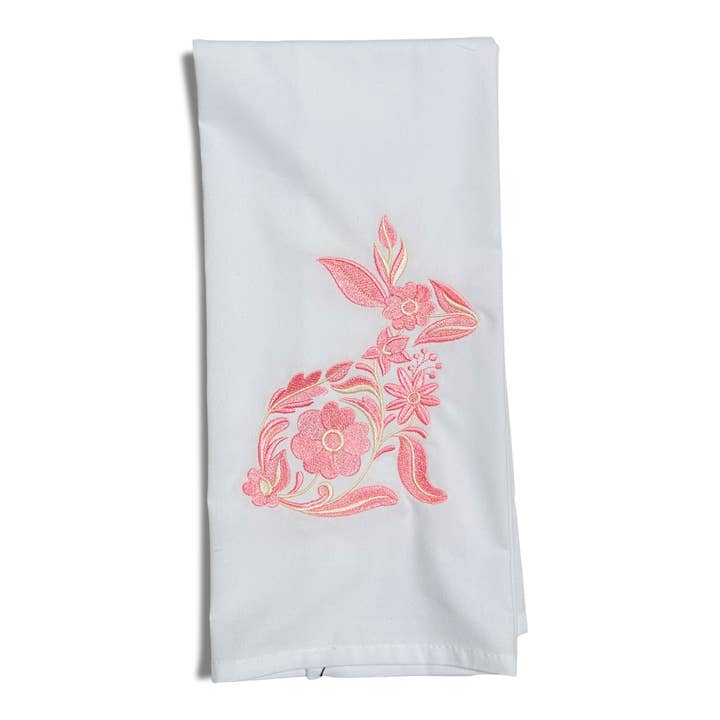 Serviette - Lapin Chic - Rose - sur blanc pour la vente par Vibrantly Blue