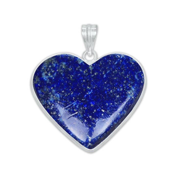 Handmade Jewels - Wholesale Individual charm/pendant - Lapis Lazuli Heart Pendants - Silver Plated, Mixed Sizes, Simple Works14