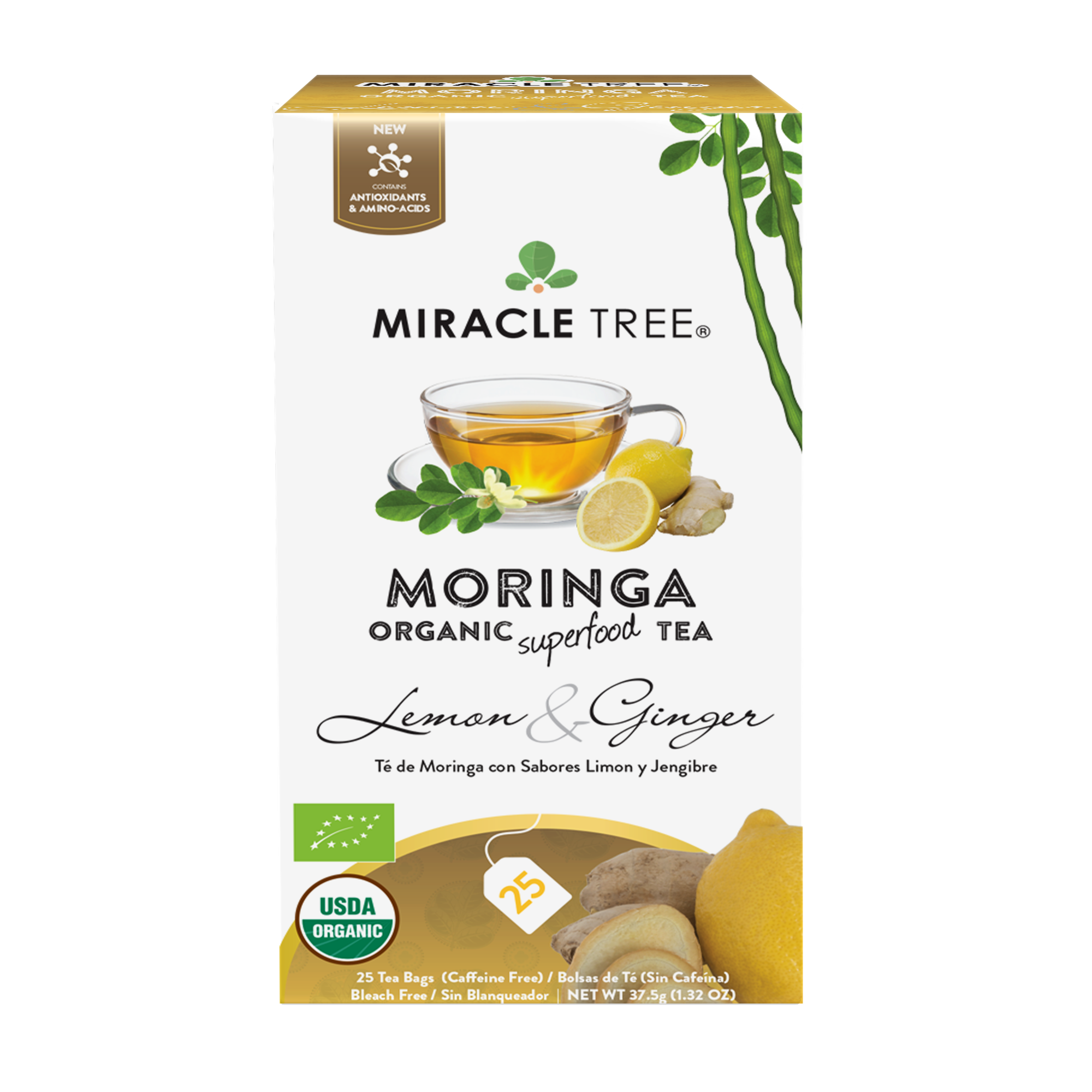 Miracle Tree - Wholesale Tea Bags - Organic Moringa Tea: Lemon & Ginger1