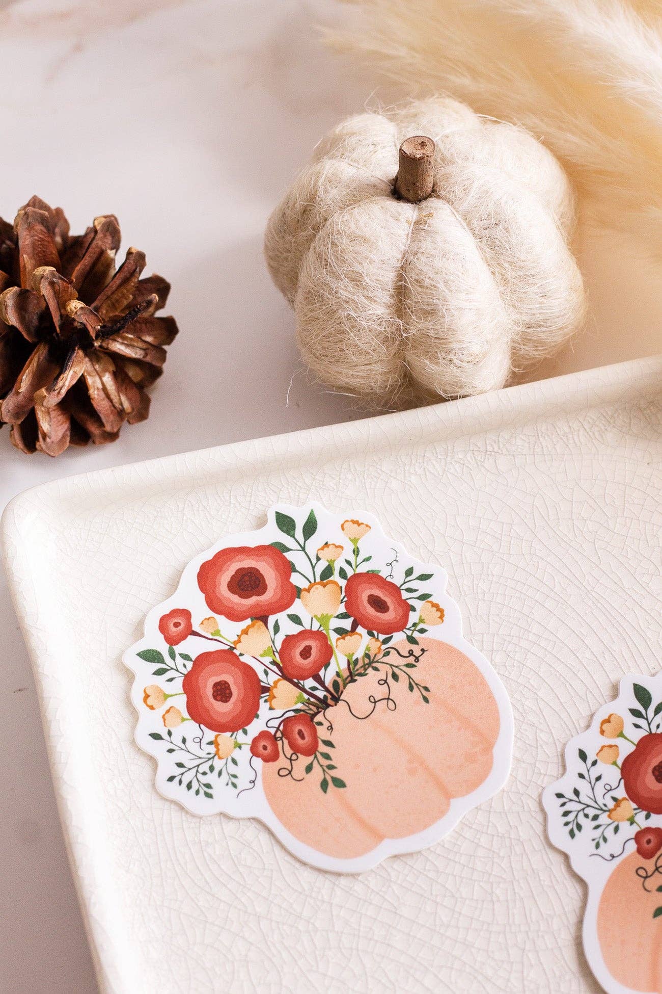 The Print Pantry - Wholesale Sticker - Floral Pumpkin Sticker2