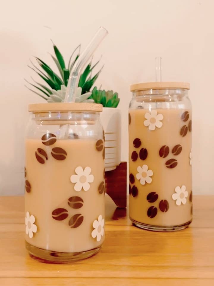 16 oz Coffee beans can Glass for wholesale by Pink pretty designs