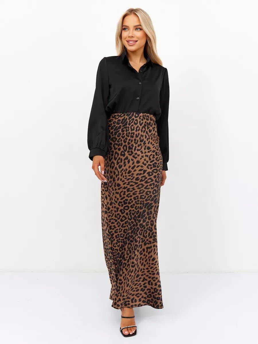 Lily Clothing - Wholesale Skirt - Women's - SEXY SATIN LEOPARD PRINT HIGH-WAISTED SKIRT5