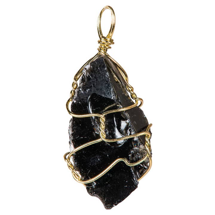Benjamin International - Wholesale Individual Charm/Pendant - WIRE WRAP ROUGH STONE AND GOLD PENDANTS