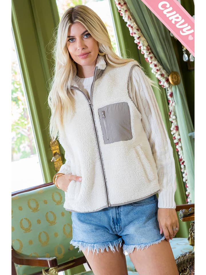 Sweet Lovely by Jen - Wholesale Outerwear Vest - Women's - SW459PL SHERPA VEST11