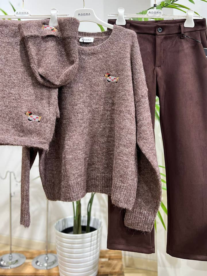 ADORA - Wholesale Clothing Set - Baby - SET 3pcs Sweater/scarf/hat dachshund3