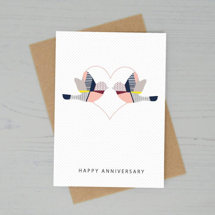 Cartes d'anniversaire - Love Birds - Paquet de 6 pour la vente par Lucy Alice