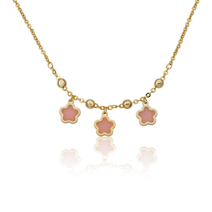 Triple Flower Dangle Necklace for wholesale by Little Miss Twin Stars