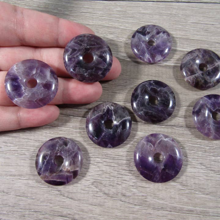 Keystone Crystals - Wholesale Spiritual Stone/Crystal - Gemstone Donut Pi Stone 30mm Pendant – Bulk Lot for Resale
