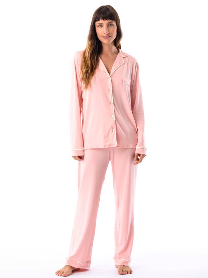 Donatella - Conjunto pijama largo modal para venta al por mayor de Jibona