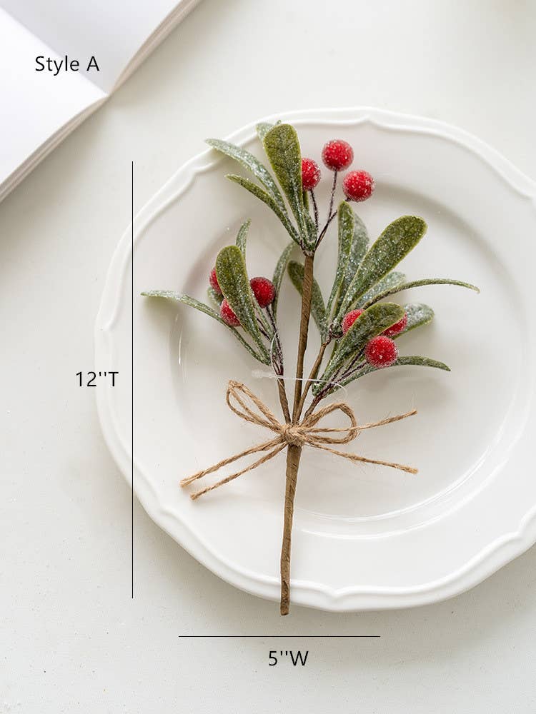 Sweet Home Deco – wholesale Christmas decoration – Faux Red Berry Pick, Winter Green Pine Pick, Holiday Decor0