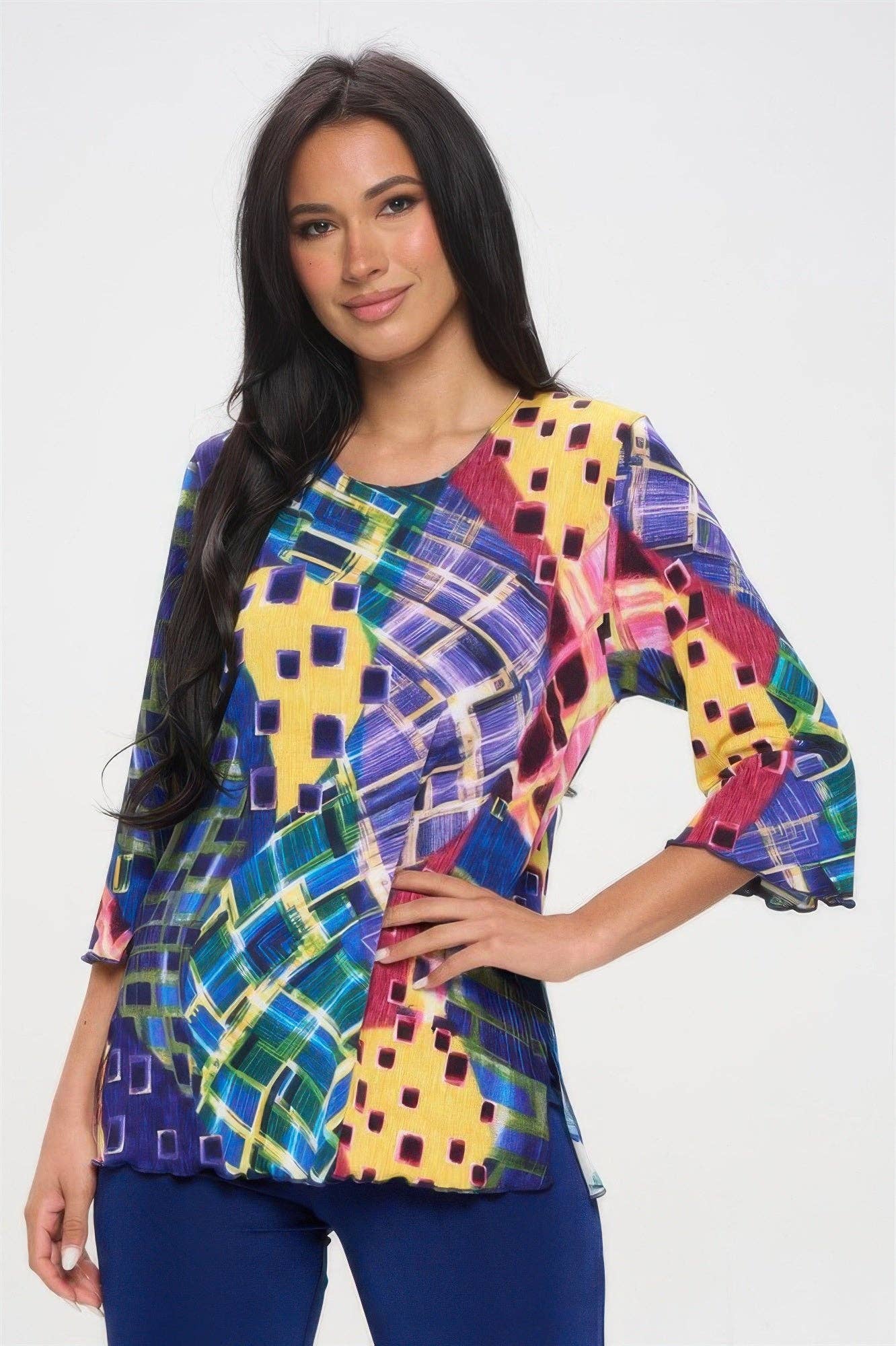 CC Wholesale Clothing - Wholesale Blouse - Women's - Print Quarter Sleeve Top0