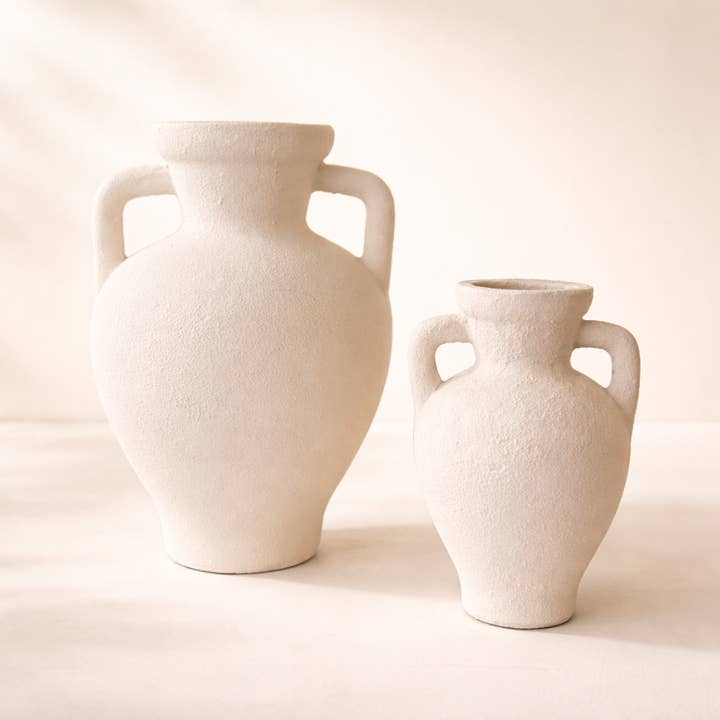 Jarrón clásico Lesbos crema grande con asas para venta al por mayor de Luxe B Co