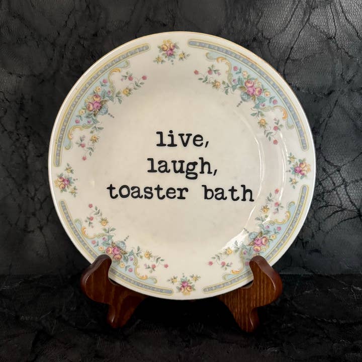 pretty little creeps - Wholesale Decorative Plate/Dish/Bowl - Upcycled Funny Plates, Live Laugh Toaster Bath, Gift Shop