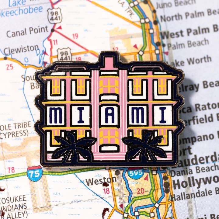 Miami Florida Enamel Pin for wholesale by Vagabond Heart