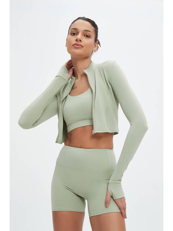 Mantra Active - Wholesale Activewear Set - Women's - Rosalind 3-Piece Crop Jacket Workout Activewear Set