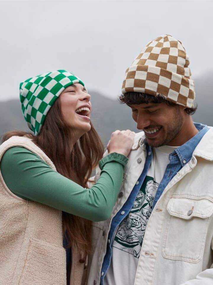 Gorro de Punto Cuadros Beechfield | Unisex | Doble Tejido | Con Puño | 5 Colores | Talla Única para venta al por mayor de Logo Free Clothing