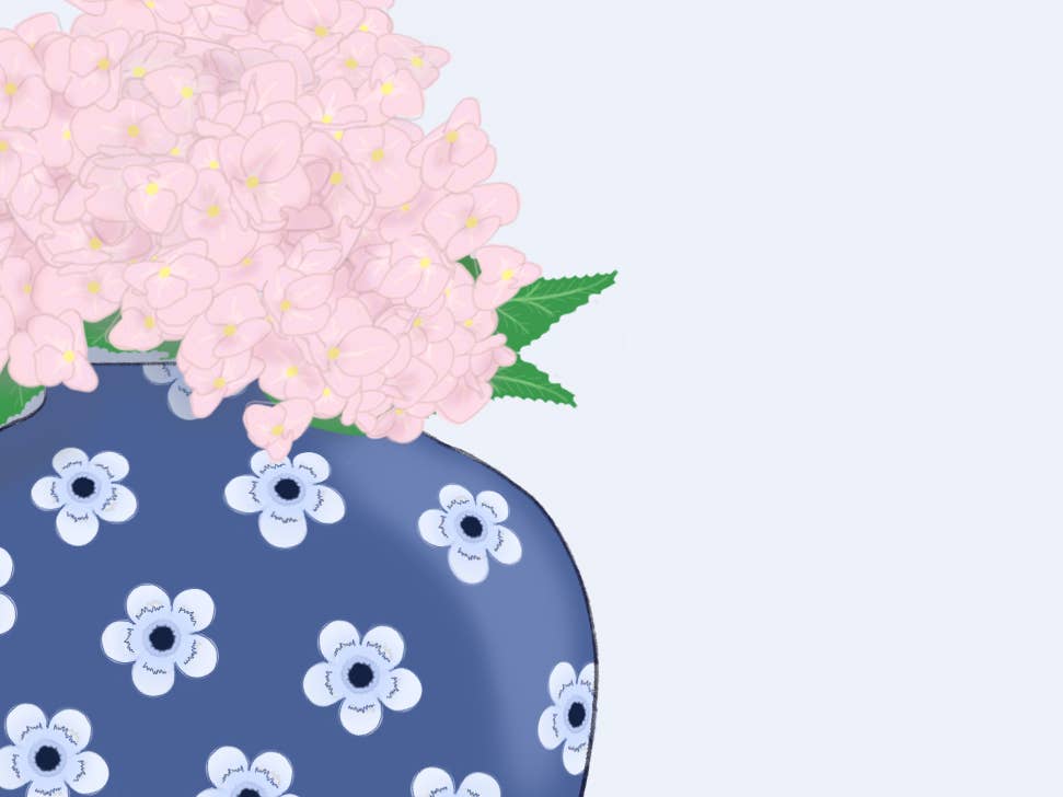 Alexa's Illustrations - Wholesale Art Print - Chinoiserie Hydrangea Vase Print2