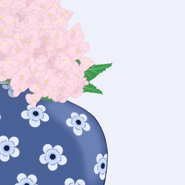 Alexa's Illustrations - Wholesale Art Print - Chinoiserie Hydrangea Vase Print2