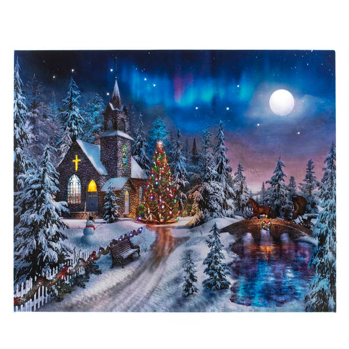 Oak Street Wholesale - Wholesale Christmas Wall Art - Light Church