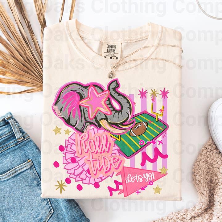 Pink Preppy Roll Tide Short Sleeve Shirt for wholesale by Blazing Oaks Clothing Company