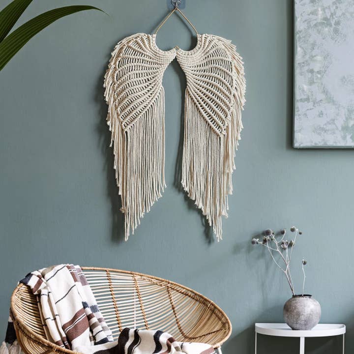 Crystolver (We Cover All Import Fees) - Wholesale Tapestry/Textile - Angel Wings Macrame Wall Hanging2