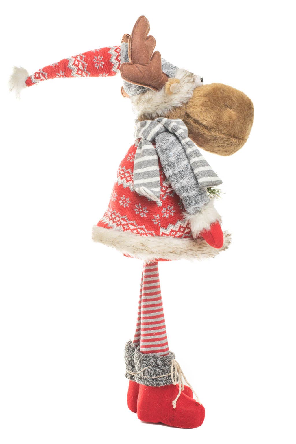 Starlight Collection - Wholesale Christmas Decoration - Red/Gray Moose Figurine with Skis2