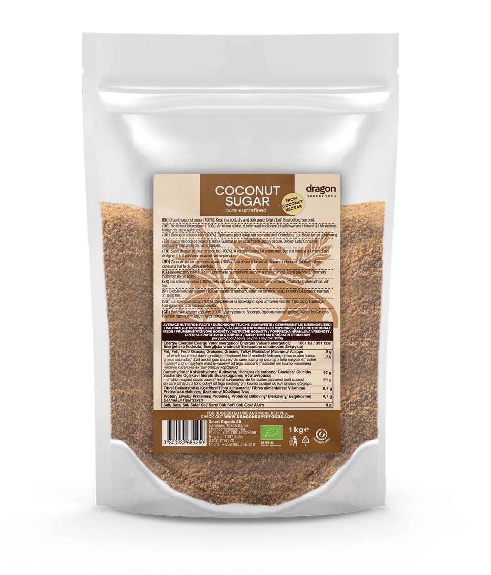 Smart Organic - Wholesale Sugar/Sweetener - Coconut Sugar, Bio, Dragon Superfoods, 250g/1kg5