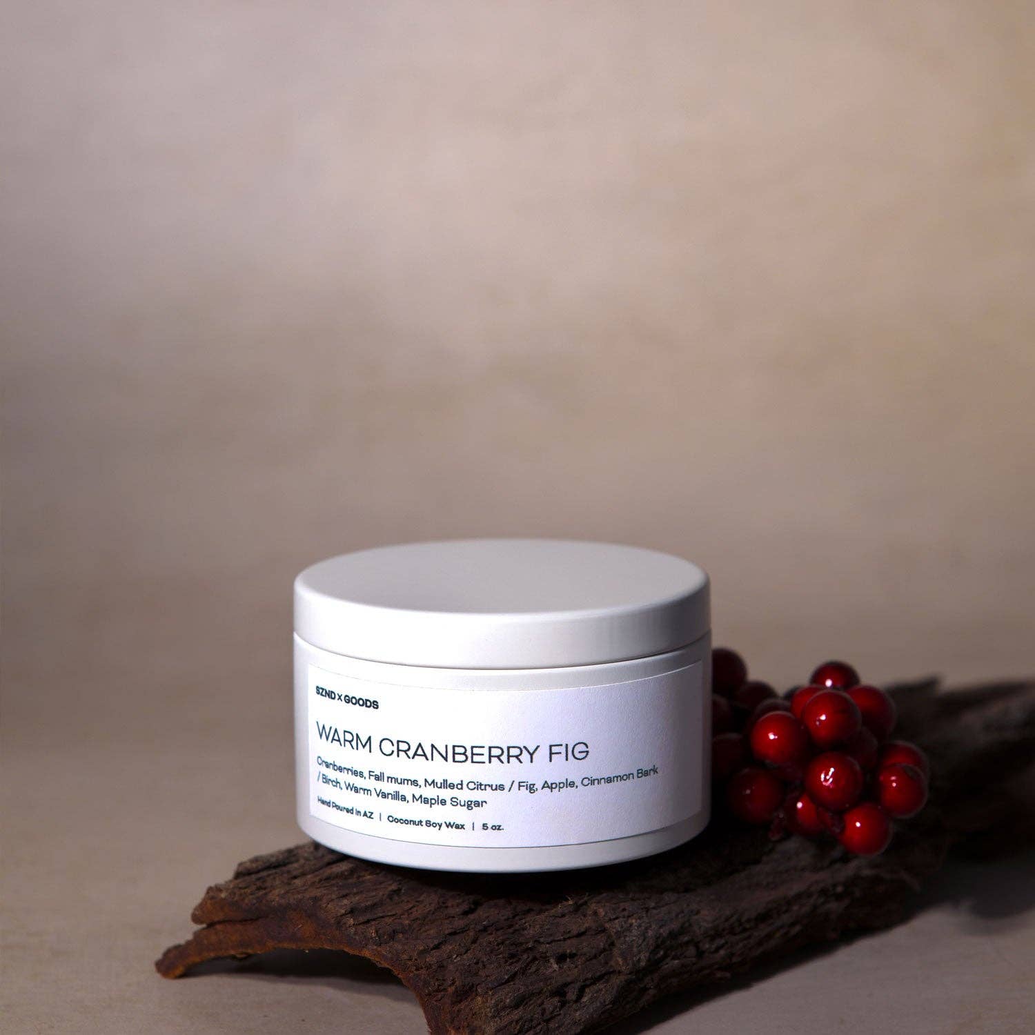 SZND GOODS - Wholesale Jar/Filled Candle - Warm Cranberry Fig Wooden Wick Candle2