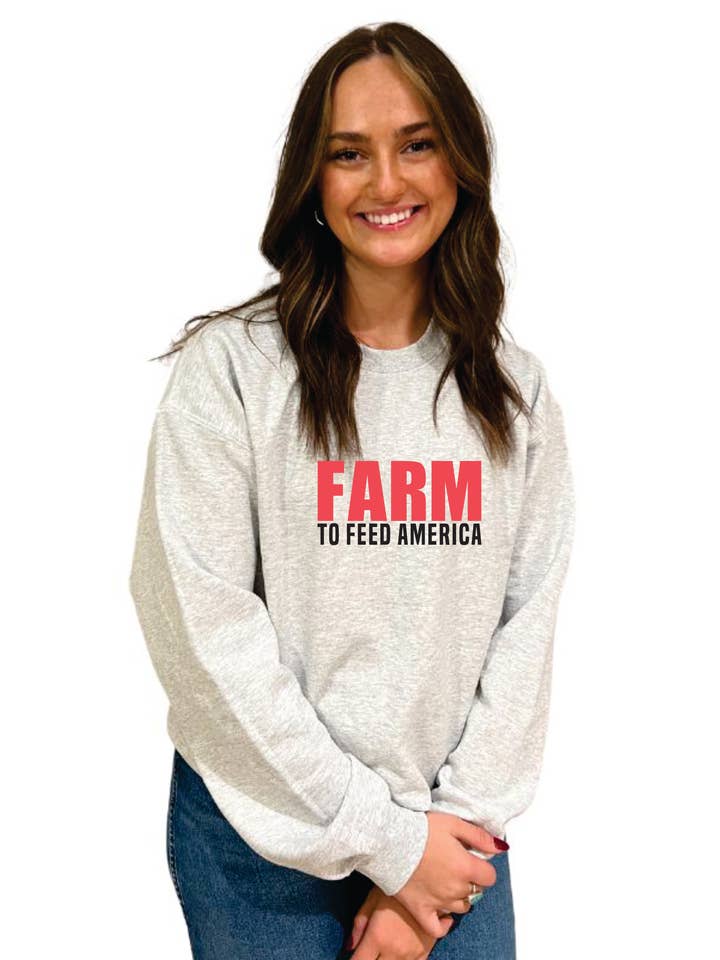Farm To Feed America Crewneck for wholesale by Bar A Apparel