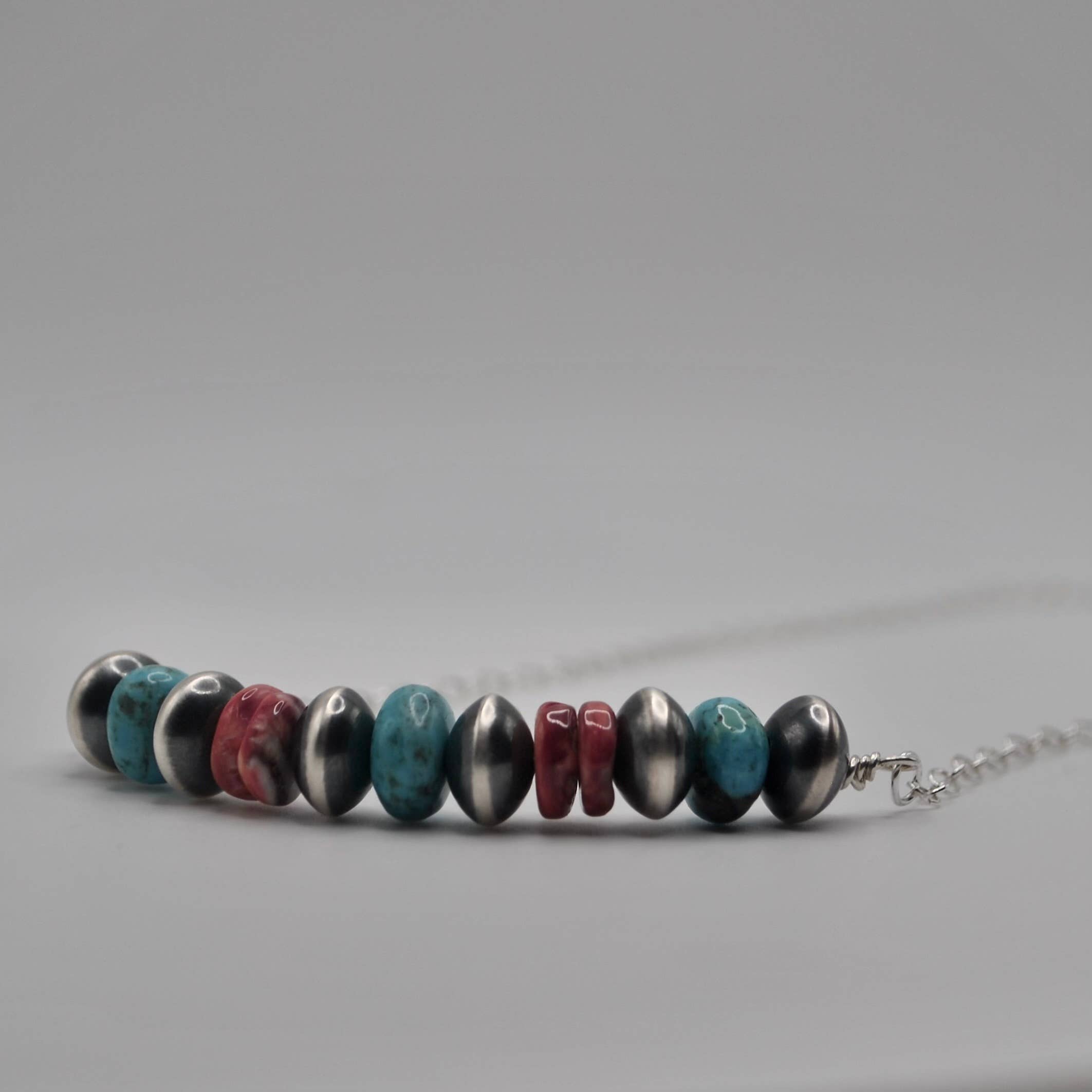 Ella Elisabeth Designs - Wholesale Beaded/Pearl Necklace - Navajo Pearl, Spiny Oyster Shell and Turquoise Bar Necklace 3